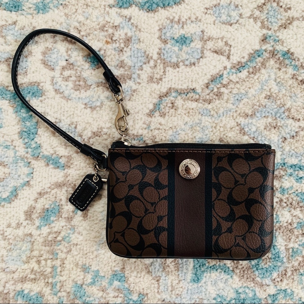 Brown Coach Wristlet with “C” Logo